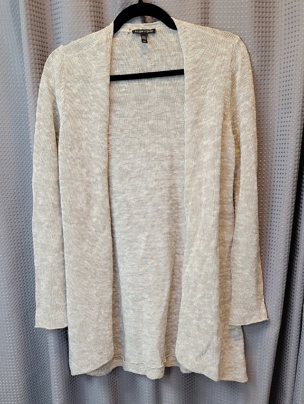 Eileen Fisher Linen Blend Open Front Cardigan Sweater Size S